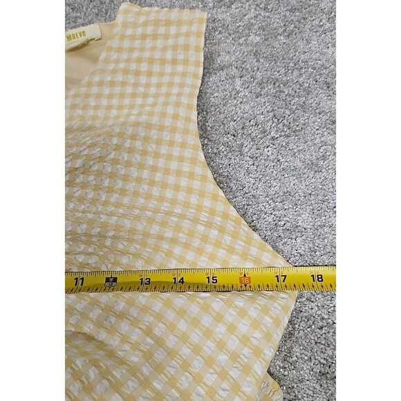 Maeve By Anthropologie Ruched Gingham Midi Dress Lined Yellow Women’s Szie 4 - Picture 12 of 13